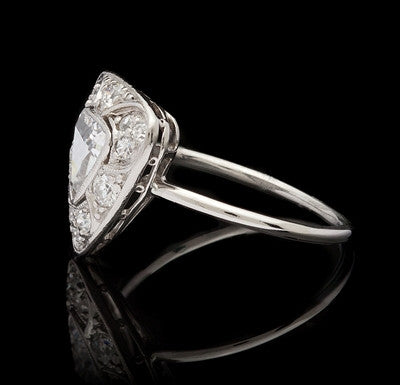 Vintage Trillion Cut Platinum Diamond Ring