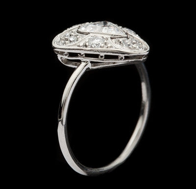 Vintage Trillion Cut Platinum Diamond Ring