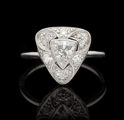 Vintage Trillion Cut Platinum Diamond Ring