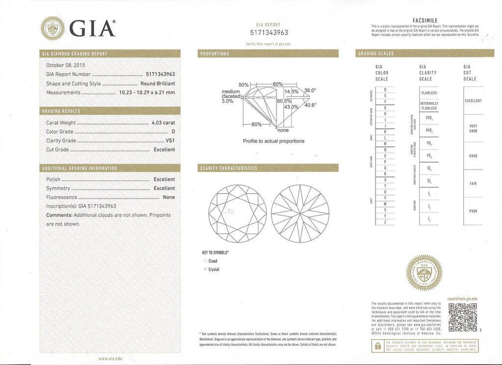 GIA 4.03-ct D/VS1 Round Brilliant Loose Diamond