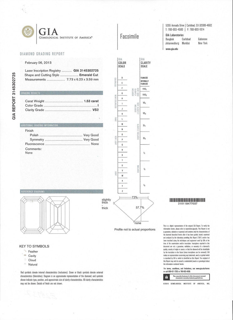 GIA 1.53-ct I/VS2 Emerald Cut Loose Diamond