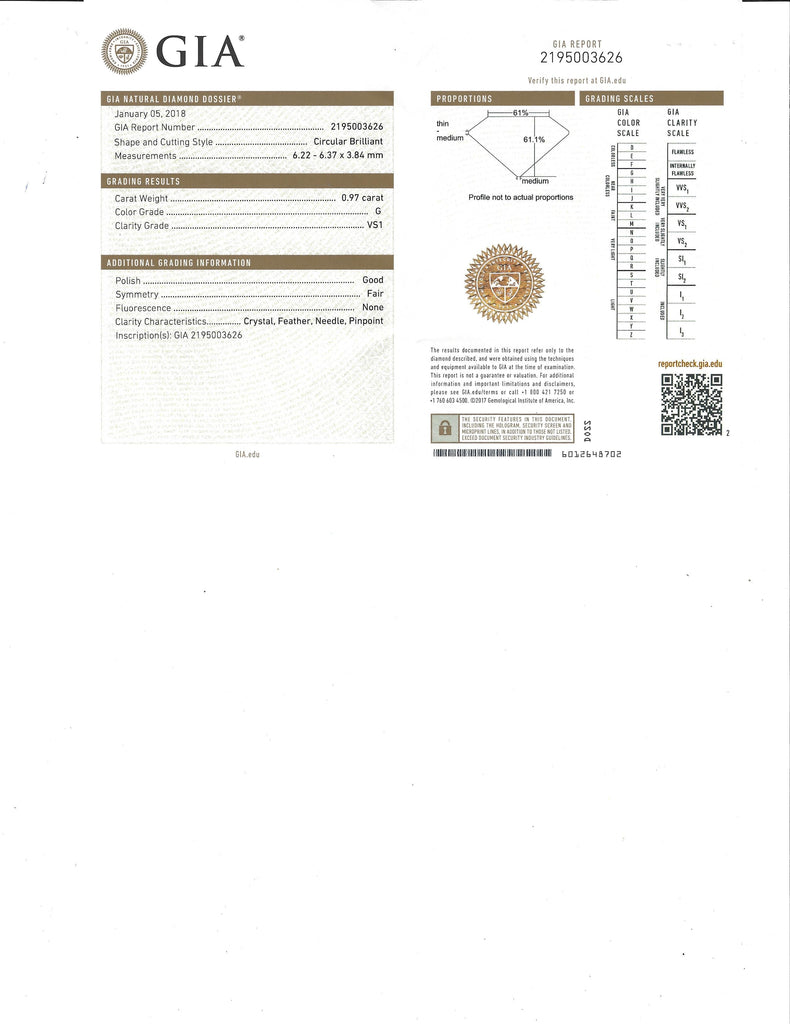 GIA G/VS1 Diamond Engagement Ring