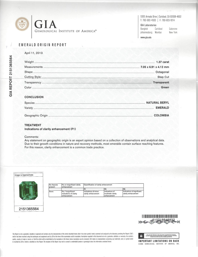 GIA Colombian Emerald & Platinum Ring