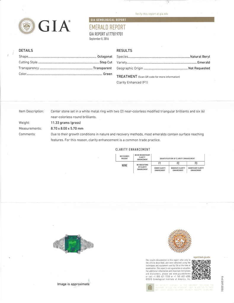 GIA Emerald & Diamond Ring