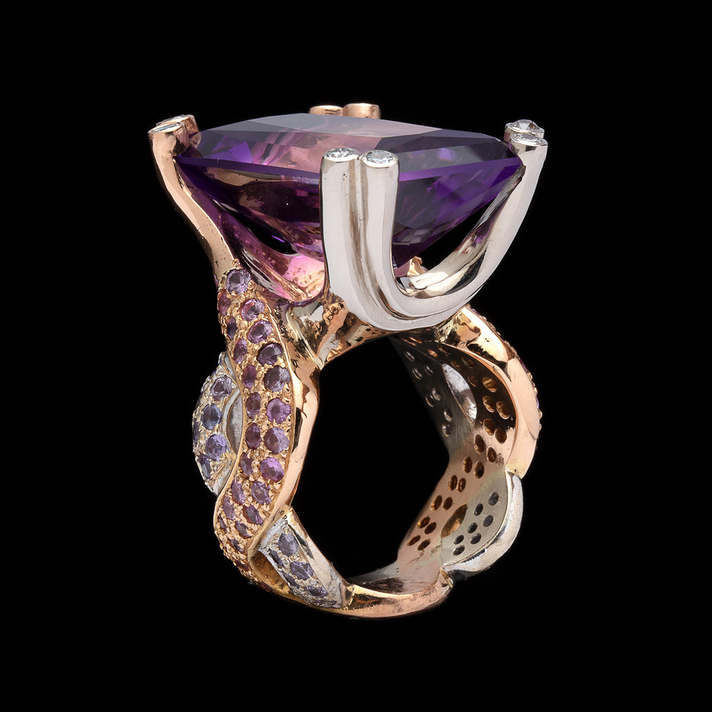 One-of-a-Kind Amethyst & Multi-Color Sapphire Ring
