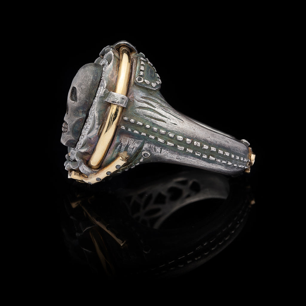 18kt and Silver Skull & Diamond "Jeans" Ring
